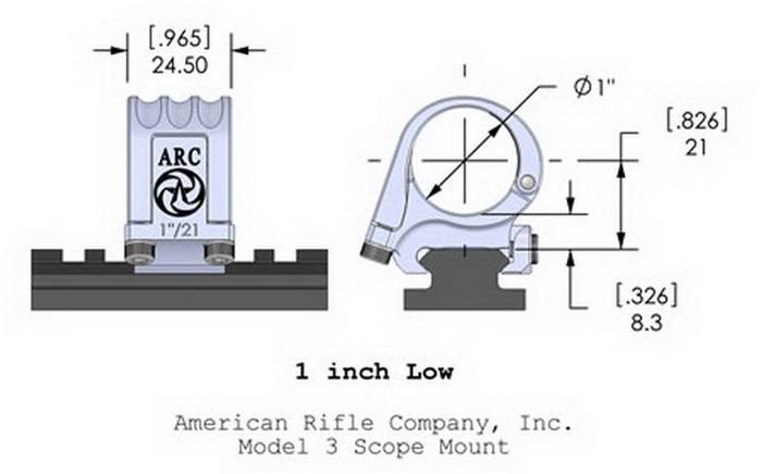 Кольца American Rifle ARС M3 дюймовые (25,4 мм) для Picattinny, низкие M3-1-00-G2-25.4-21