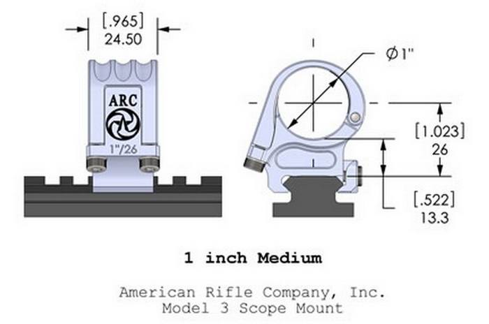 Кольца American Rifle ARС M3 дюймовые (25,4 мм) для Picattinny, средние M3-1-00-G2-25.4-26