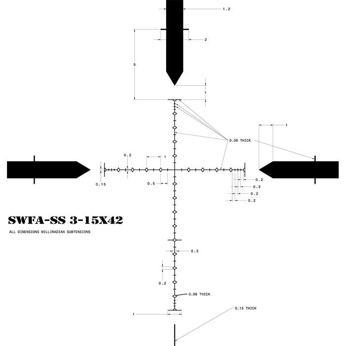 Оптический прицел SWFA SS MRAD 3-15x42 SF 30mm, сетка Mil-Quad SS315X42MQ