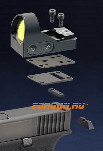 Коллиматорный прицел Hakko BED XT4 mini, с креплением для Glock 10 мм, Glock .45 (4 МОА)