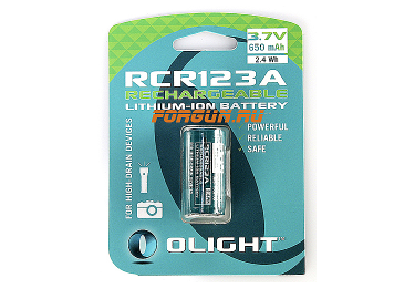 _Батарейка аккумуляторная RCR123A 650мАч Olight, ORB-163P06