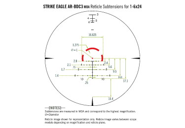 Оптический прицел Vortex Strike Eagle 1-6x24 SFP, с подсветкой AR-BDC3 