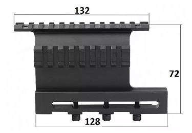 Кронштейн боковой небыстросьемный c 2-мя планками weaver для АК, Сайга, Вепрь, Тигр, СВД, 