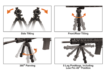 Сошки для оружия Leapers UTG, Weaver/Picatinny или антабка, высота 20,6-30,4 см, TL-BP03