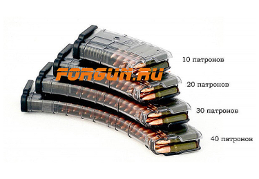 Магазин 7,62x39 мм (.30, .366 ТКМ) на 40 патронов для АК, АКМ, Вепря или Сайги, пластик, Pufgun, Mag SGA762 40-40/Tr, возможность укорочения