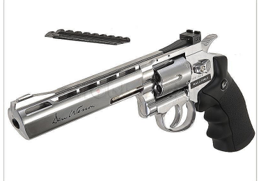 Пневматический пистолет револьвер Dan Wesson 6" металл никель(ASG)