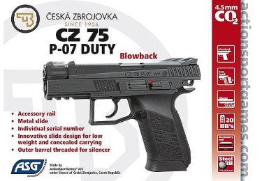 Пневматический пистолет ASG CZ-75 P-07 DUTY,  blowback, 16728