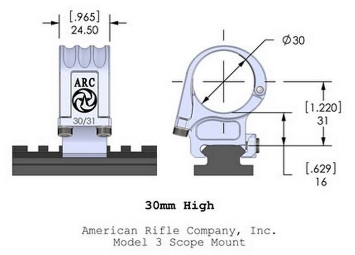 Кольца American Rifle ARС M3 (30 мм) для Picattinny, высокие M3-1-00-G2-30-31