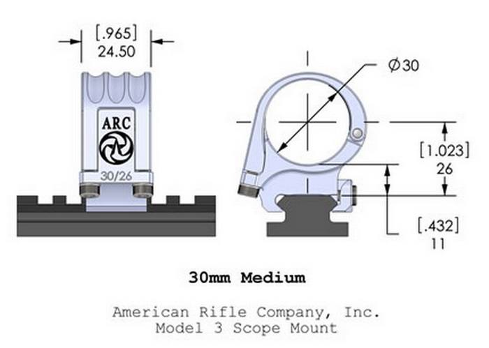 Кольца American Rifle ARС M3 (30 мм) для Picattinny, средние M3-1-00-G2-30-26