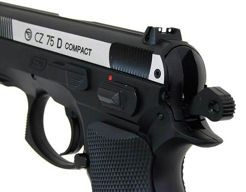Пневматический пистолет ASG CZ-75 compact металл, никель, подвижный затвор, 16200