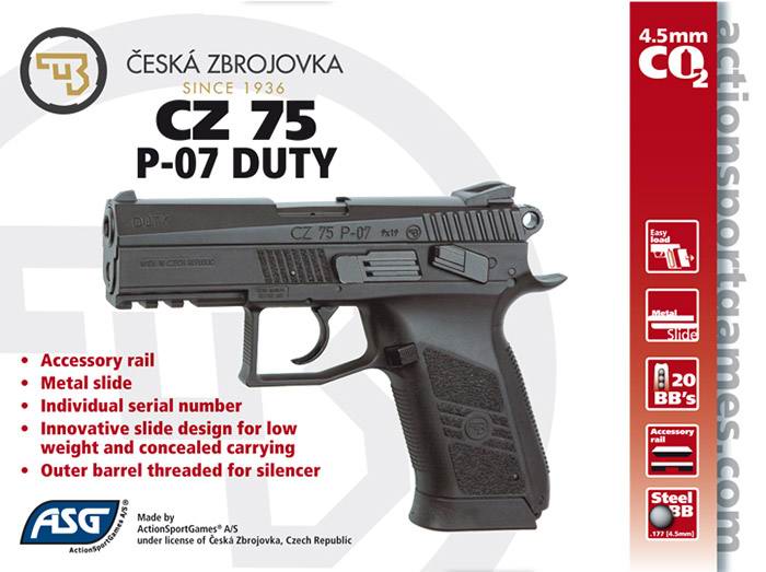 Пневматический пистолет ASG CZ-75 P-07 DUTY, 16726