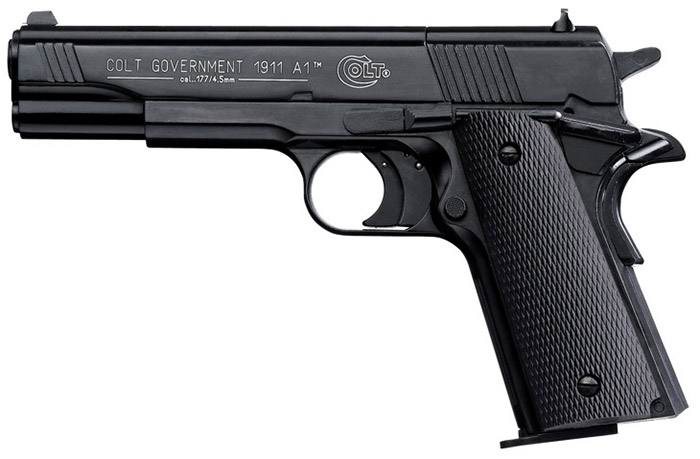 Пневматический пистолет Umarex Colt Government 1911, пластиковый, чёрный, 4170040/4170000