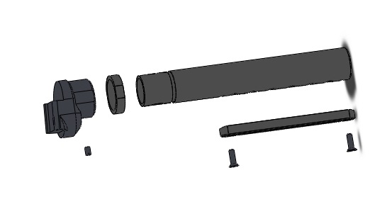 Приклад для АК, Сайга складной (вместо складных) телескопический со смещением 17 мм и щекой РЫСЬ АК2-2 (камуфляж)